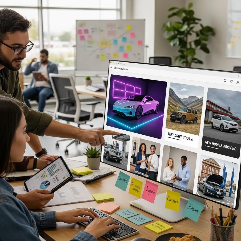 Car dealership social media marketing with engaging posts and visuals