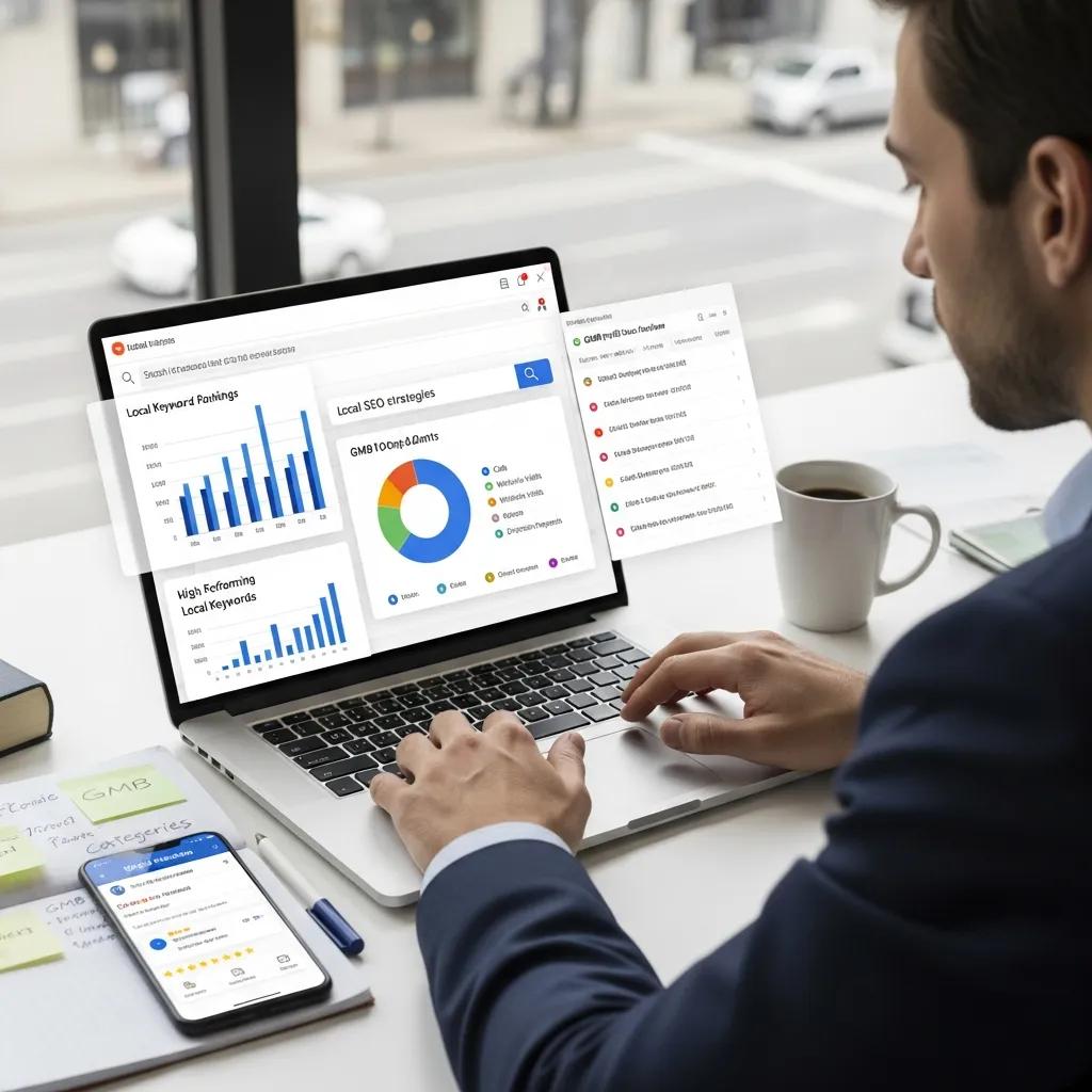 Digital marketing professional analyzing local SEO strategies for automotive dealerships